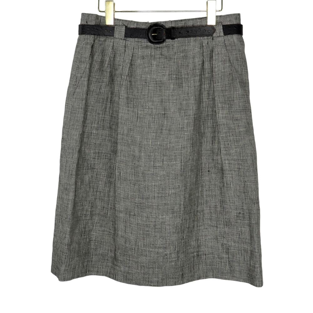 1970s Evan Picone Vintage Gray Chambray High Rise Skirt Waist 32"  Union Made